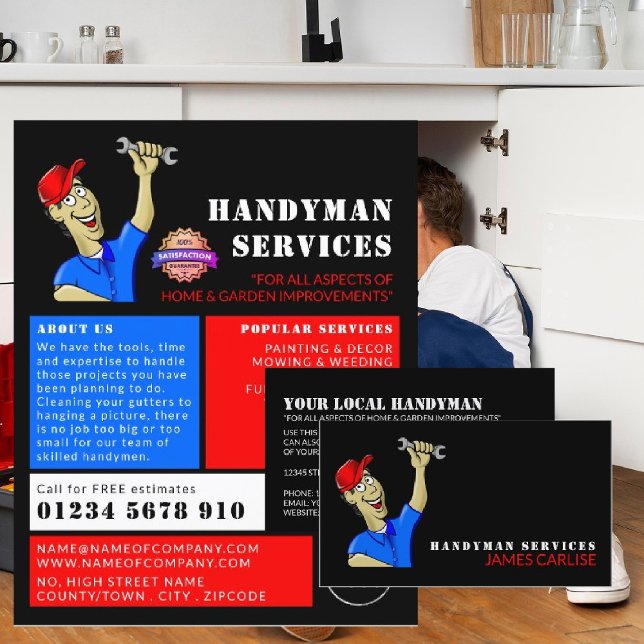 Cartoon Repairman, Handyman Advertising Flyer (Creator Uploaded)