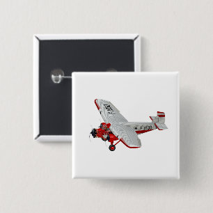 Cartoon retro aeroplane 15 cm square badge