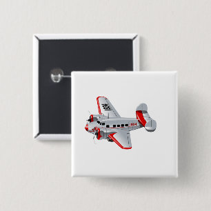 Cartoon retro aeroplane 15 cm square badge