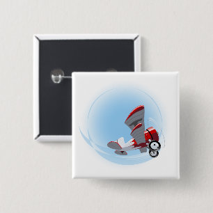 Cartoon retro aeroplane 15 cm square badge