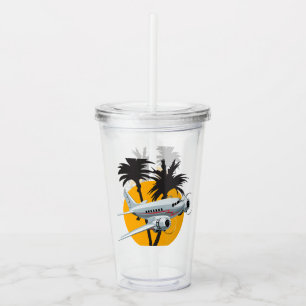 Cartoon retro aeroplane acrylic tumbler