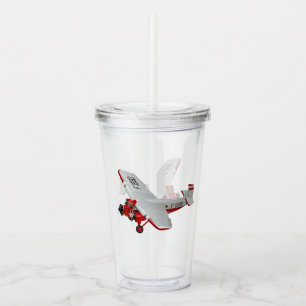 Cartoon retro aeroplane acrylic tumbler