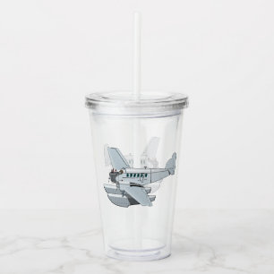 Cartoon retro aeroplane acrylic tumbler