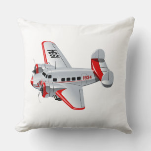 Cartoon retro aeroplane cushion