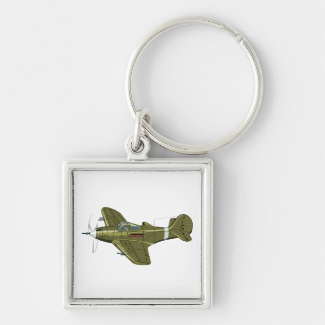 Cartoon retro aeroplane key ring (Front)