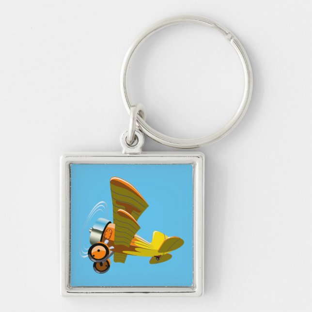 Cartoon retro aeroplane key ring (Front)