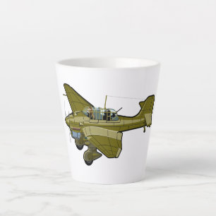 Cartoon retro aeroplane latte mug