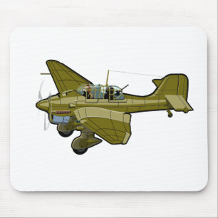 Cartoon retro aeroplane mouse pad