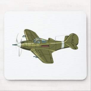 Cartoon retro aeroplane mouse pad