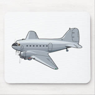 Cartoon retro aeroplane mouse pad