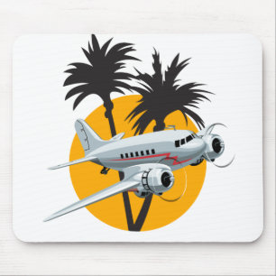 Cartoon retro aeroplane mouse pad