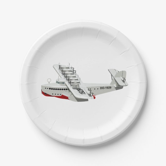 Cartoon retro aeroplane paper plate (Front)