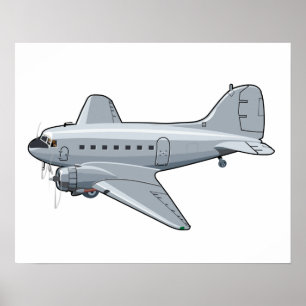 Cartoon retro aeroplane poster