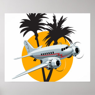 Cartoon retro aeroplane poster