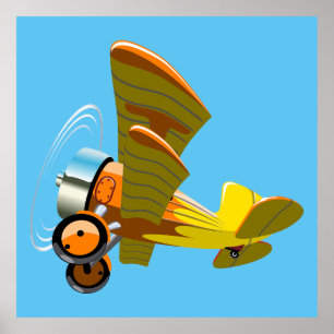 Cartoon retro aeroplane poster