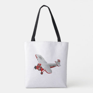 Cartoon retro aeroplane tote bag