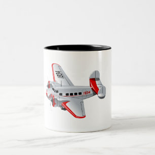 Cartoon retro aeroplane Two-Tone coffee mug