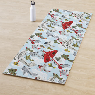 Cartoon retro aeroplanes yoga mat
