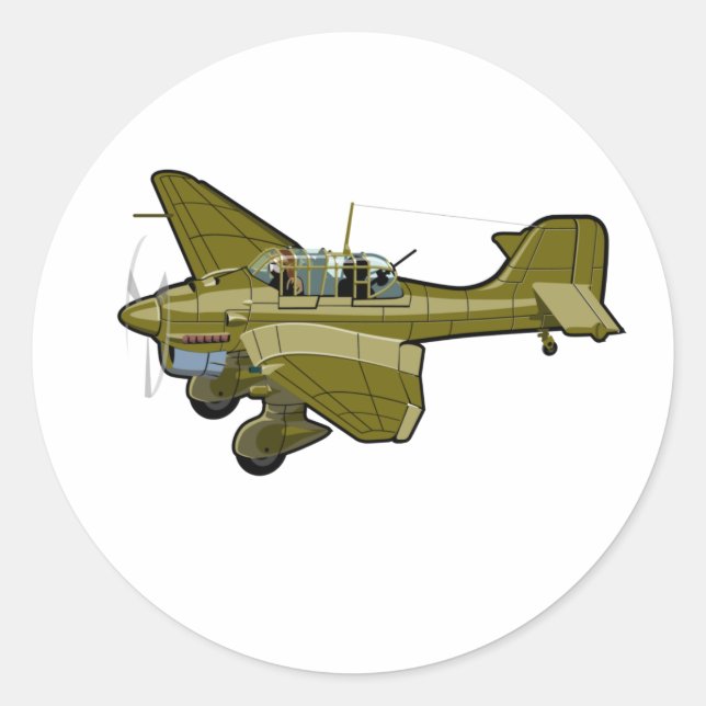 Cartoon retro bomber classic round sticker (Front)