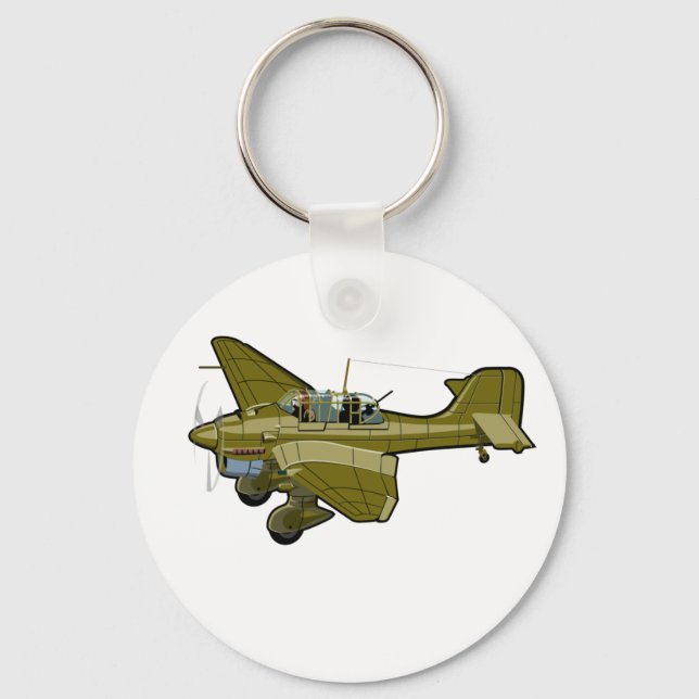 Cartoon retro bomber key ring (Front)