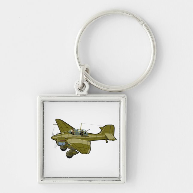 Cartoon retro bomber key ring (Front)