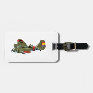Cartoon retro bomber luggage tag