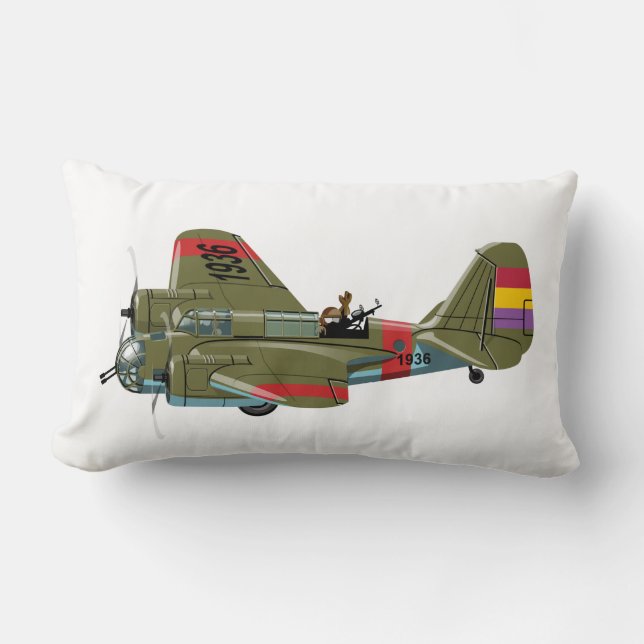 Cartoon retro bomber lumbar cushion (Front)