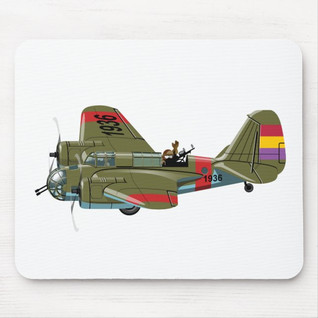 Cartoon retro bomber mouse pad (Front)