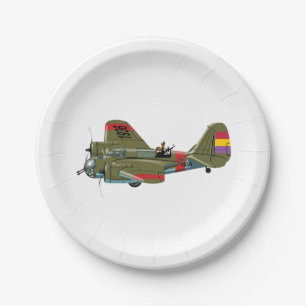 Cartoon retro bomber paper plate