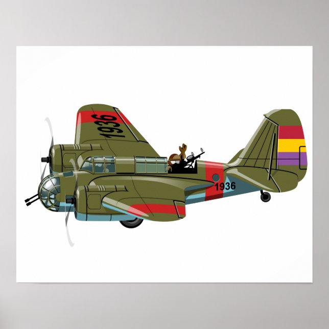 Cartoon retro bomber poster (Front)