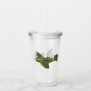 Cartoon retro fighter plane acrylic tumbler