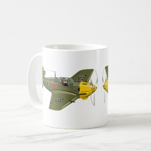 Cartoon retro fighter plane coffee mug