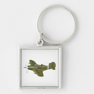 Cartoon retro fighter plane key ring
