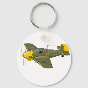 Cartoon retro fighter plane key ring