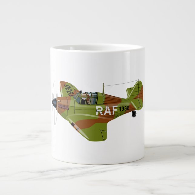 Cartoon retro fighter plane large coffee mug (Front)
