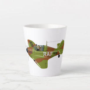 Cartoon retro fighter plane latte mug