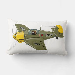 Cartoon retro fighter plane lumbar cushion