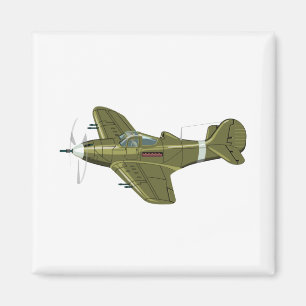 Cartoon retro fighter plane magnet