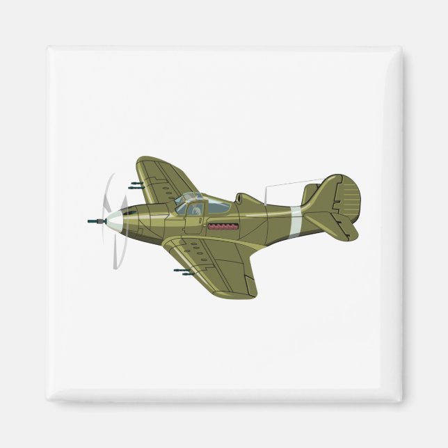 Cartoon retro fighter plane magnet (Front)