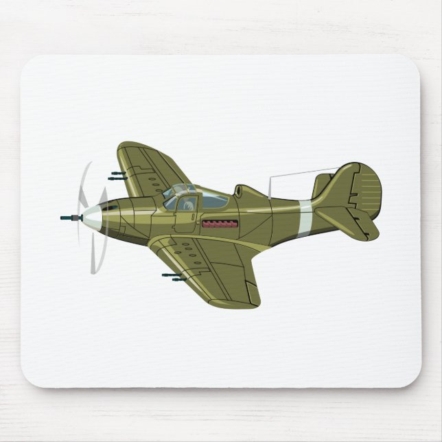 Cartoon retro fighter plane mouse pad (Front)