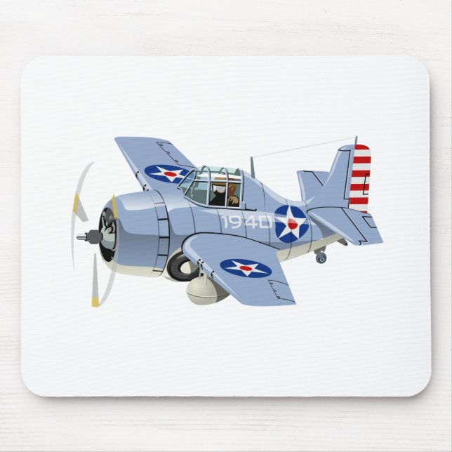 Cartoon retro fighter plane mouse pad (Front)