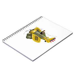 Cartoon retro fighter plane notebook