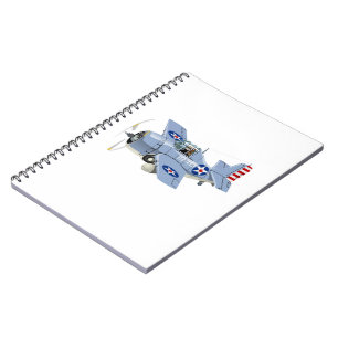 Cartoon retro fighter plane notebook