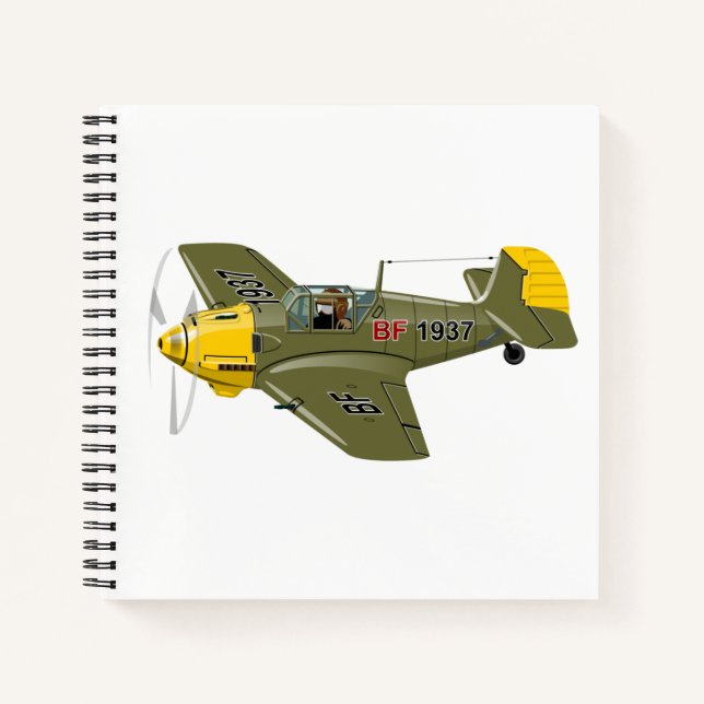 Cartoon retro fighter plane notebook (Front)