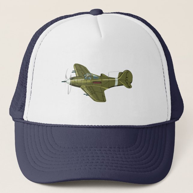 Cartoon retro fighter plane trucker hat (Front)