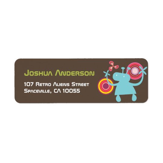 Cartoon Retro Groovy Aliens Birthday Labels
