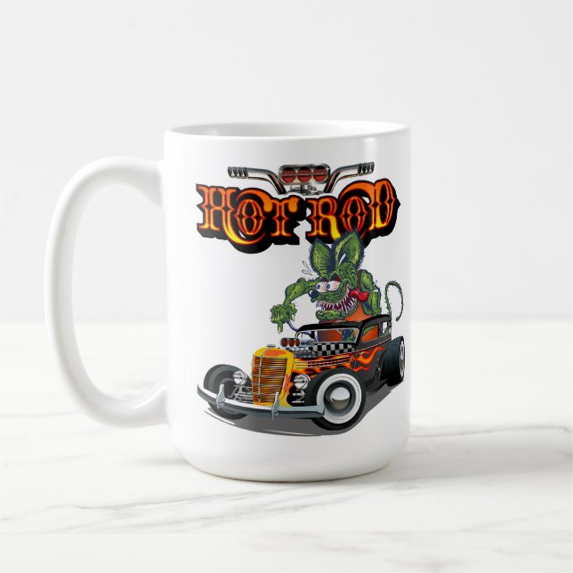 Cartoon retro hot rod coffee mug (Left)