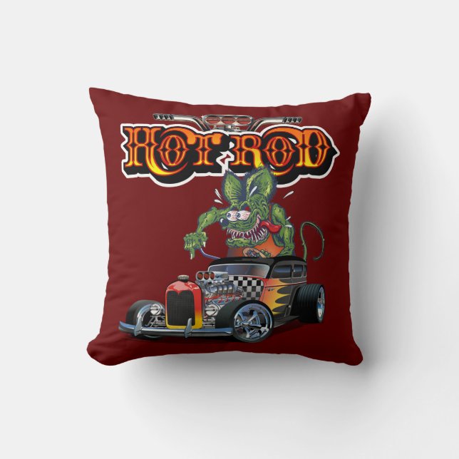 Cartoon retro hot rod cushion (Front)