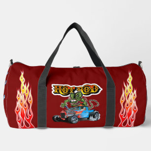 Cartoon retro hot rod duffle bag