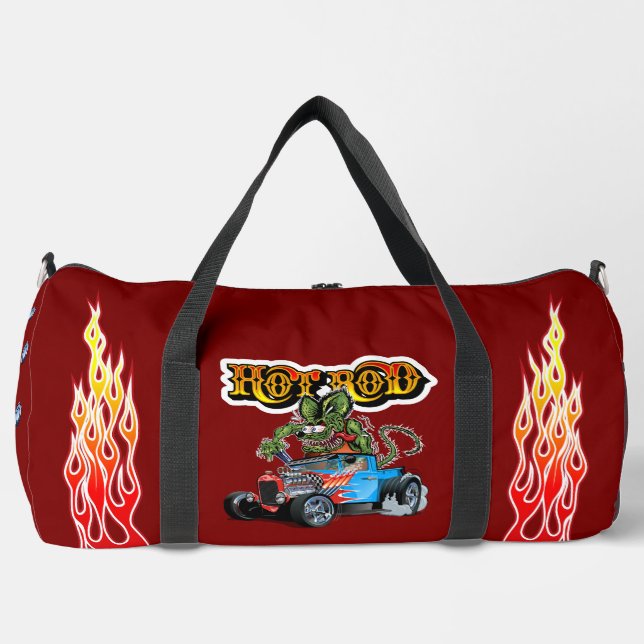 Cartoon retro hot rod duffle bag (Front)